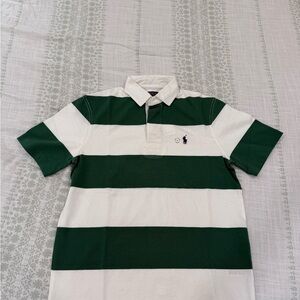 Ralph Lauren Forest Green and Cream Rugby Shirt